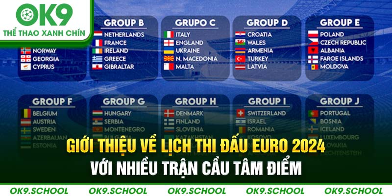 Giới thiệu về lịch thi đấu Euro 2024 với nhiều trận cầu tâm điểm